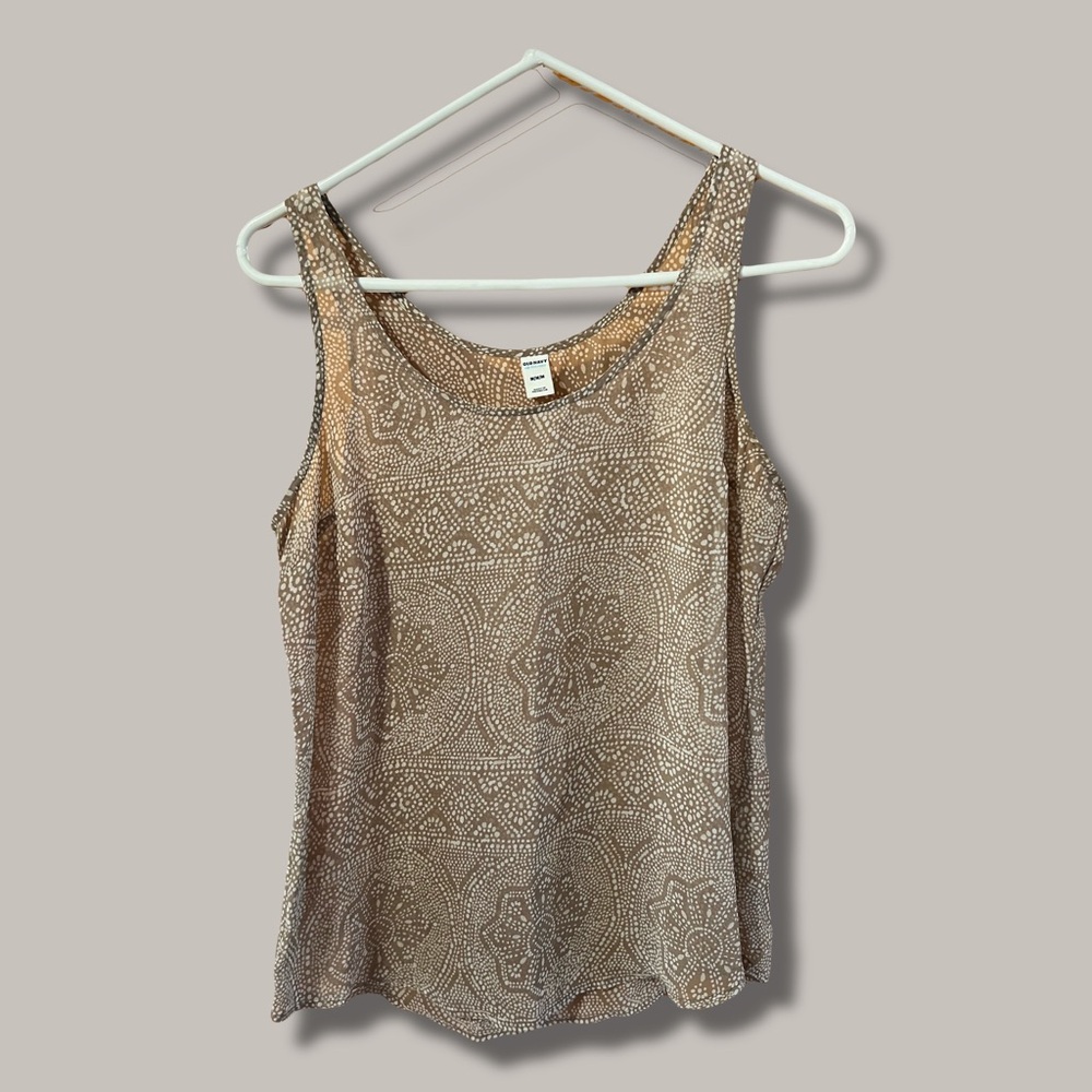 Old Navy Tan Sheer Patterned Tank Top